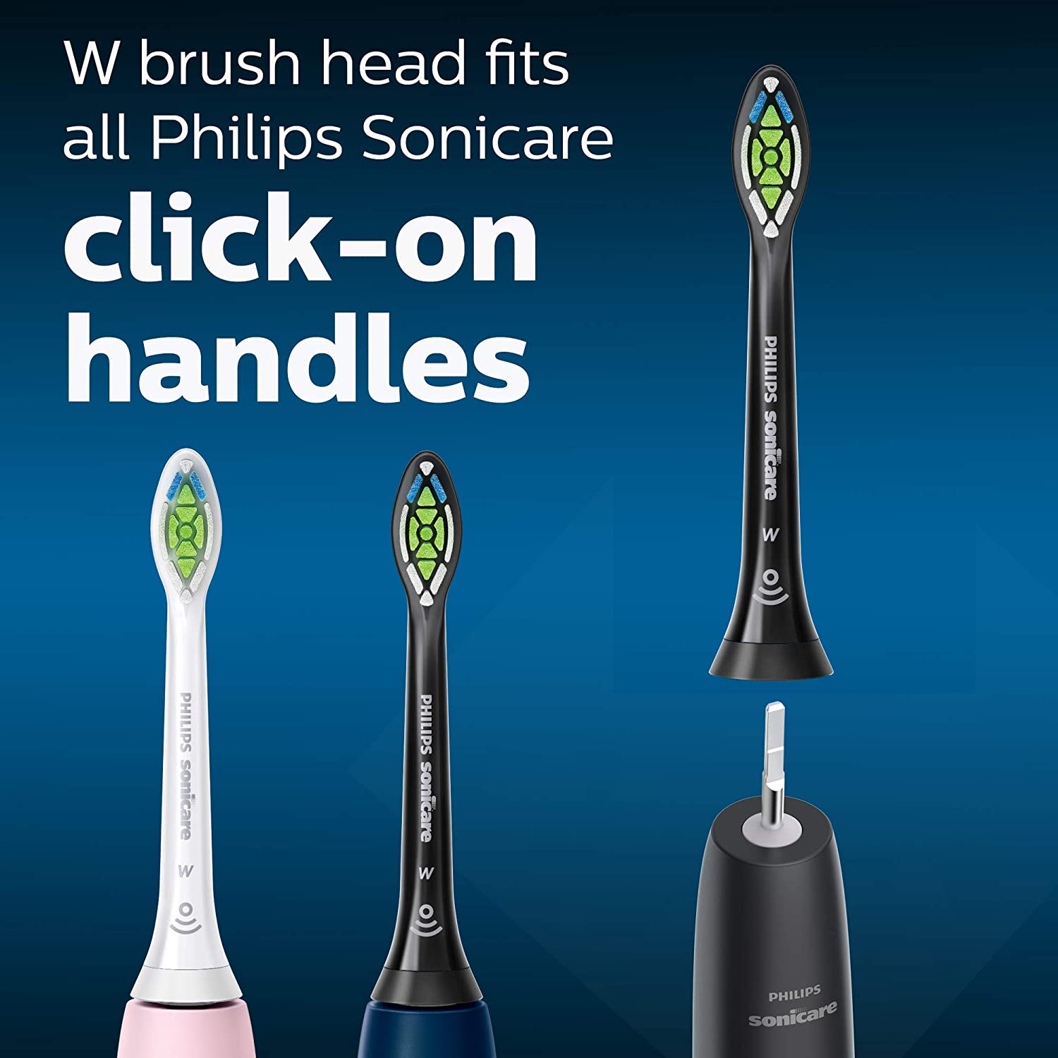 Philips Sonicare Genuine W DiamondClean Toothbrush Heads, 3 Brush Heads, Black, HX6063/95