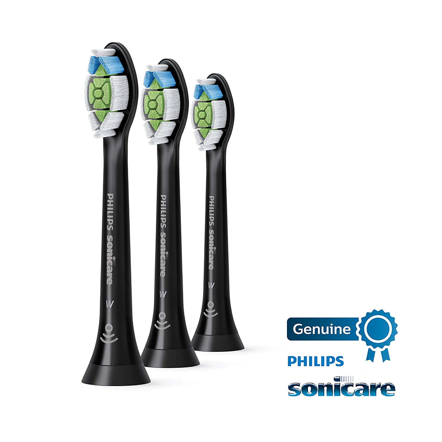 Philips Sonicare Genuine W DiamondClean Toothbrush Heads, 3 Brush Heads, Black, HX6063/95