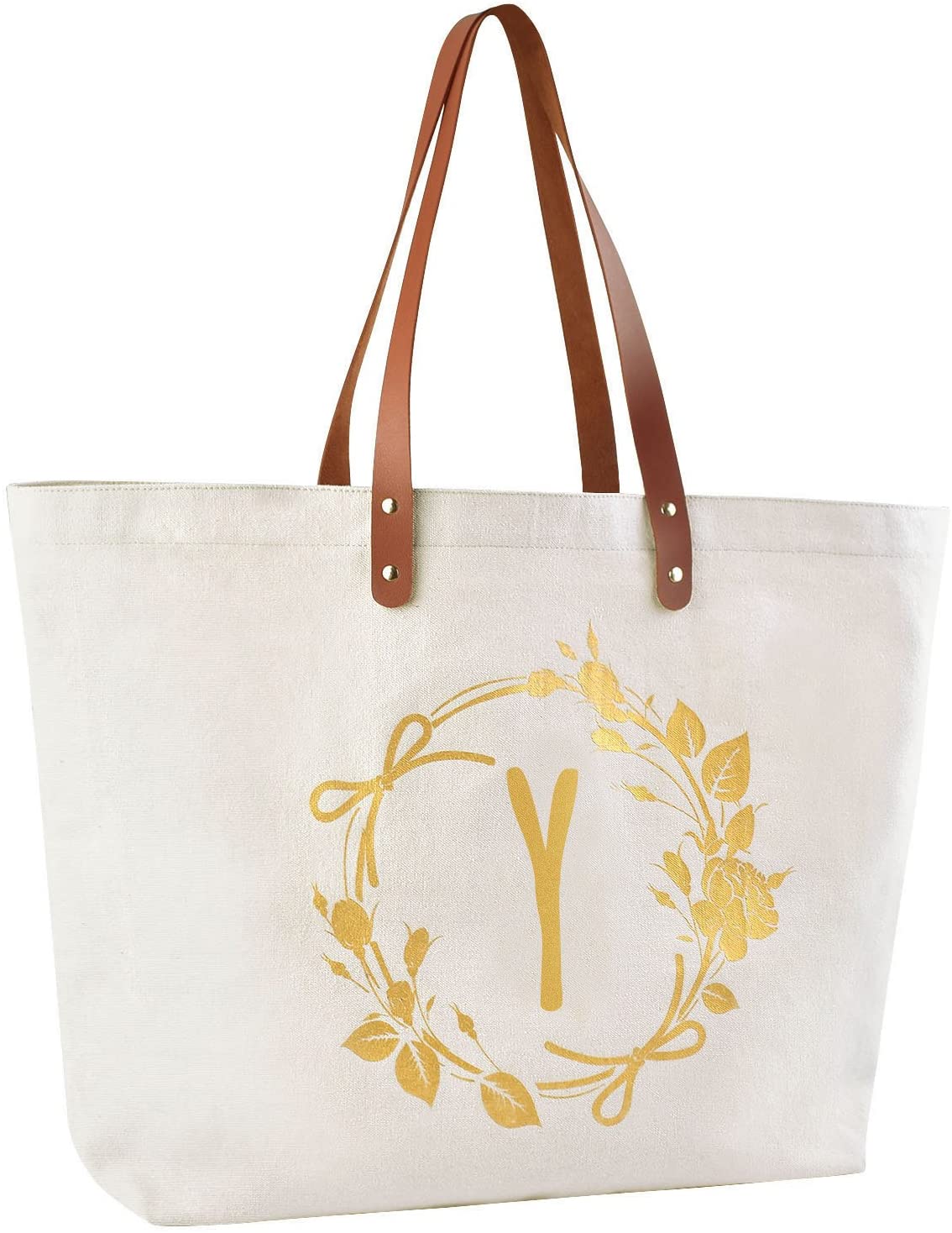 ElegantPark Monogrammed Gifts for Women Personalized Gifts Bag Monogram Y Initial Bag Tote for Weddi