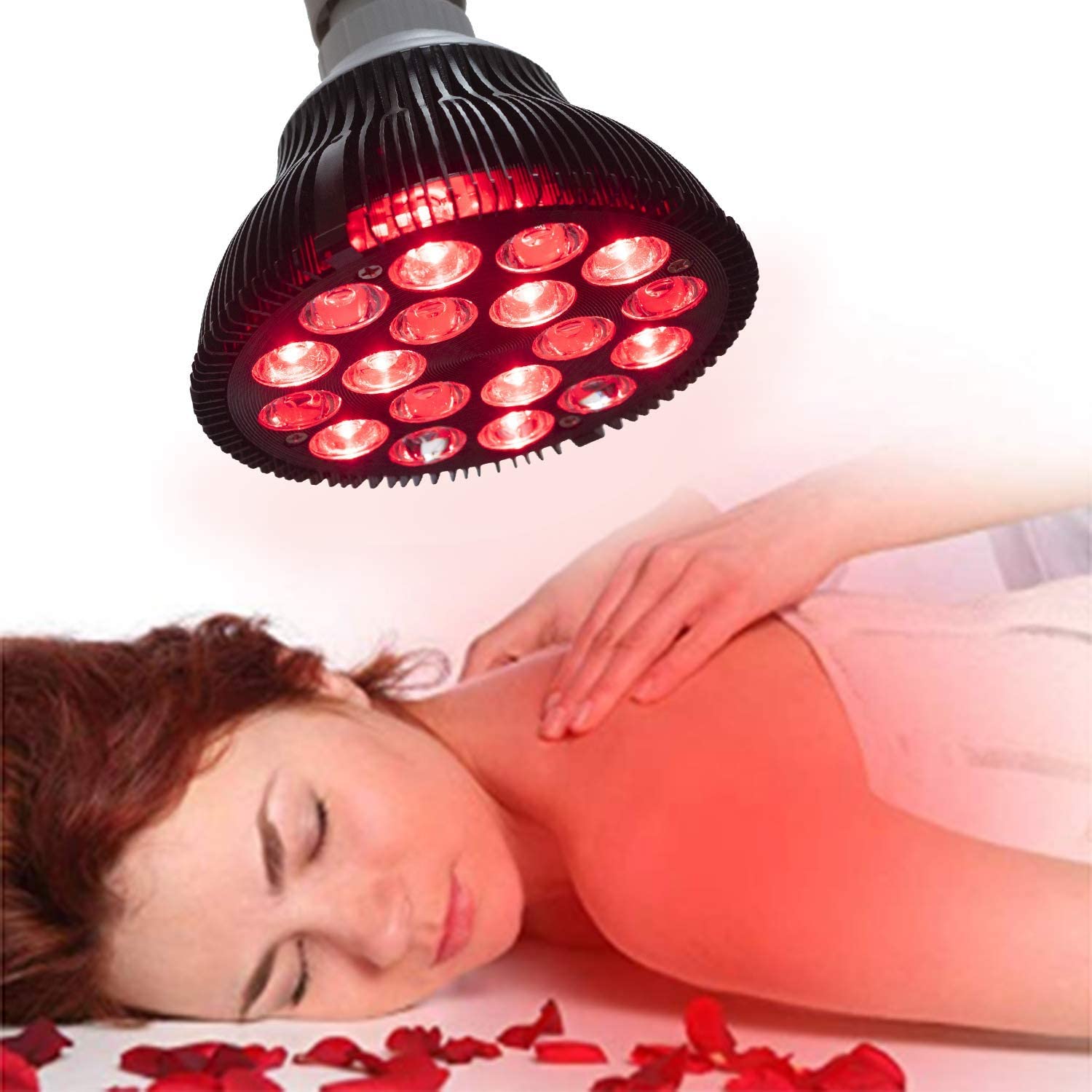 Wolezek Red Light Therapy, 18 LEDs Red Light Therapy Bulb with 660nm Red and 850nm Near-Infrared Com