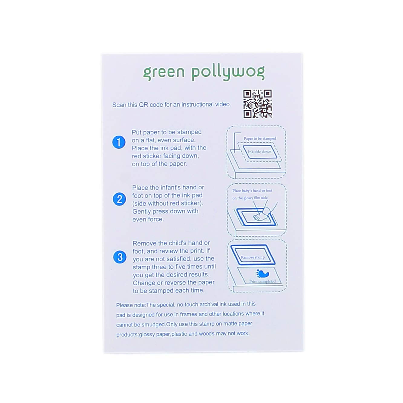 Green Pollywog | Clean Touch Inkless Ink Pad | Non-Toxic, Extra-Large | Baby Footprint Kit | Handpri