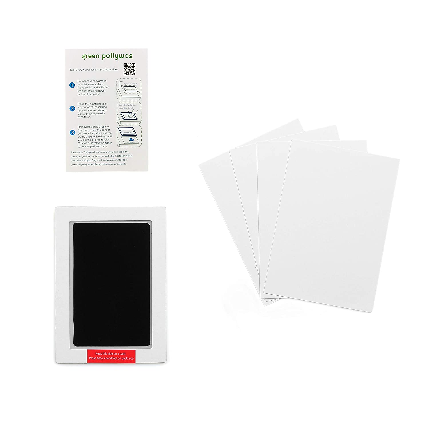 Green Pollywog | Clean Touch Inkless Ink Pad | Non-Toxic, Extra-Large | Baby Footprint Kit | Handpri