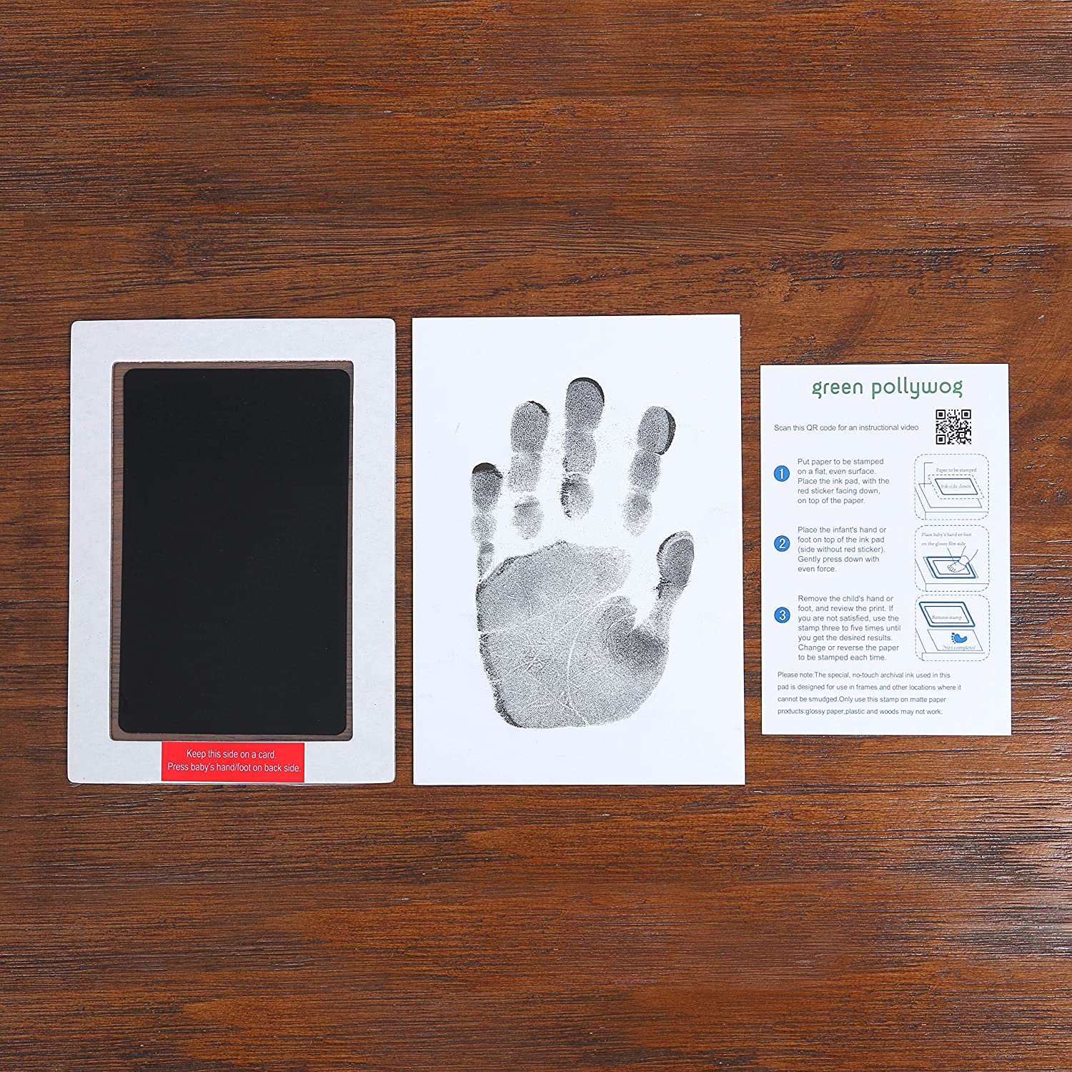 Green Pollywog | Clean Touch Inkless Ink Pad | Non-Toxic, Extra-Large | Baby Footprint Kit | Handpri