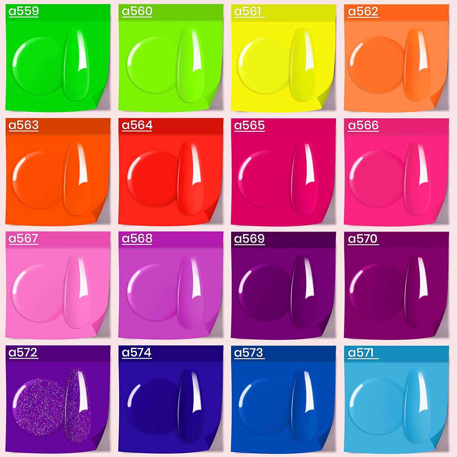 Beetles Gel Nail Polish Kit, 19 Pcs 15ML Neon Collection Gel Polish Set with Base Gel Glossy & Matte