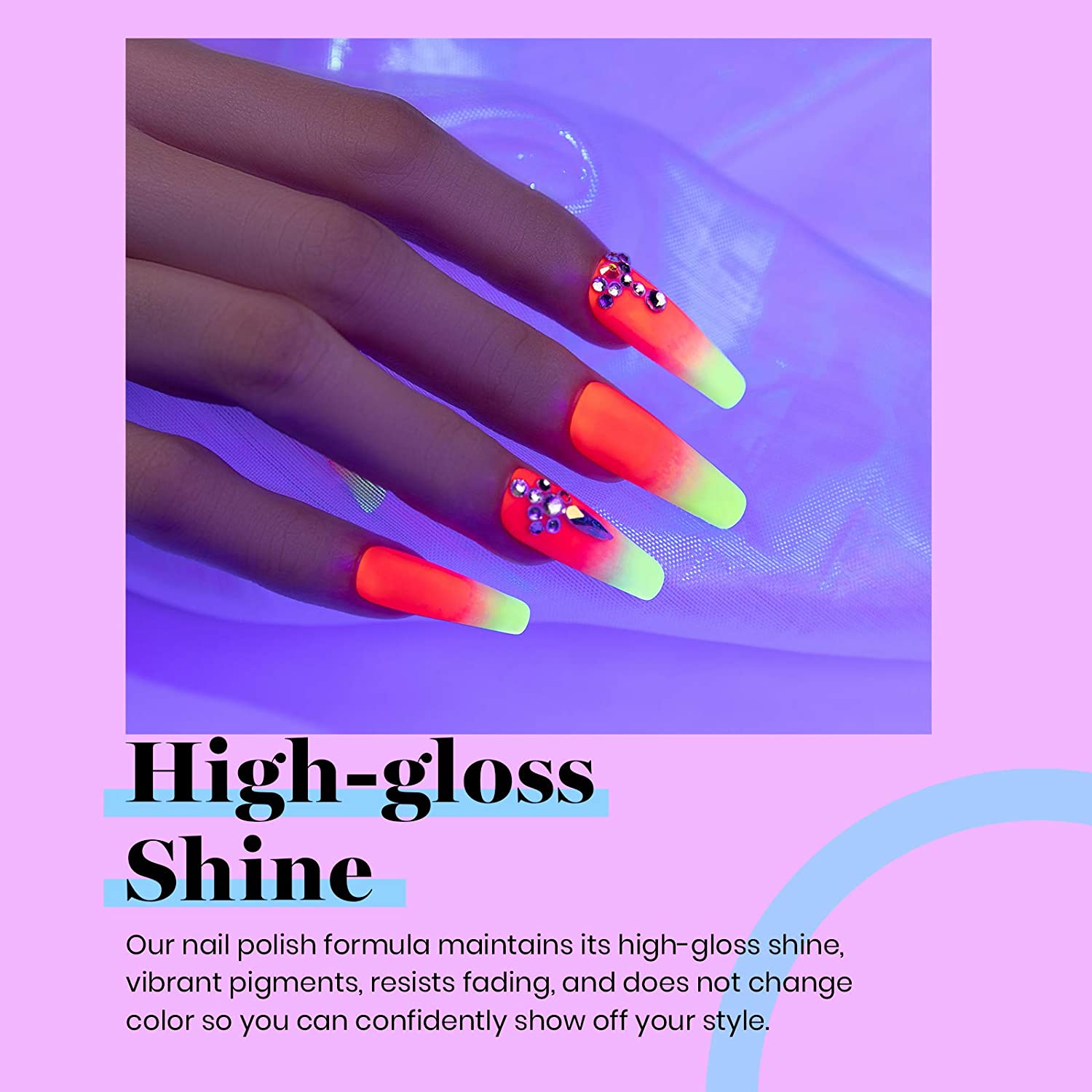 Beetles Gel Nail Polish Kit, 19 Pcs 15ML Neon Collection Gel Polish Set with Base Gel Glossy & Matte