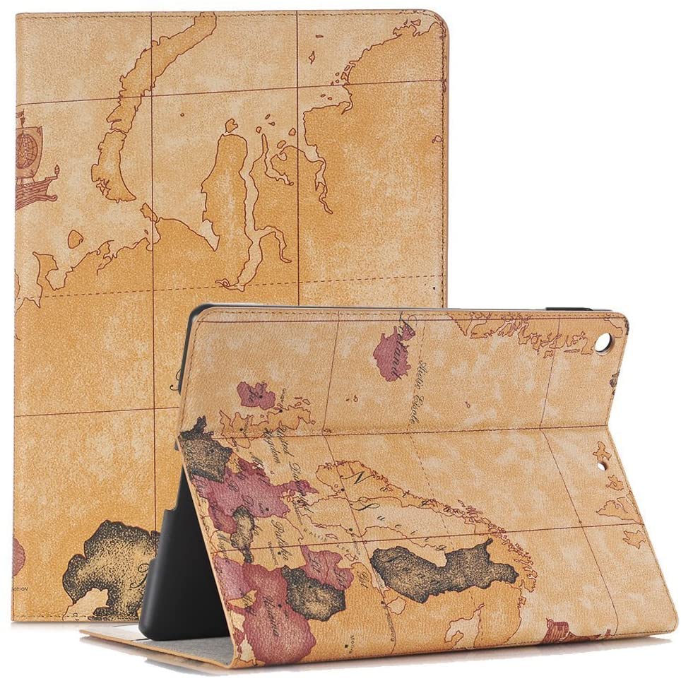 Jennyfly Galaxy Tab S3 9.7 Case Map SM-T820 Premium PU Leather Folio Hand Free Stand Case Smart Cove