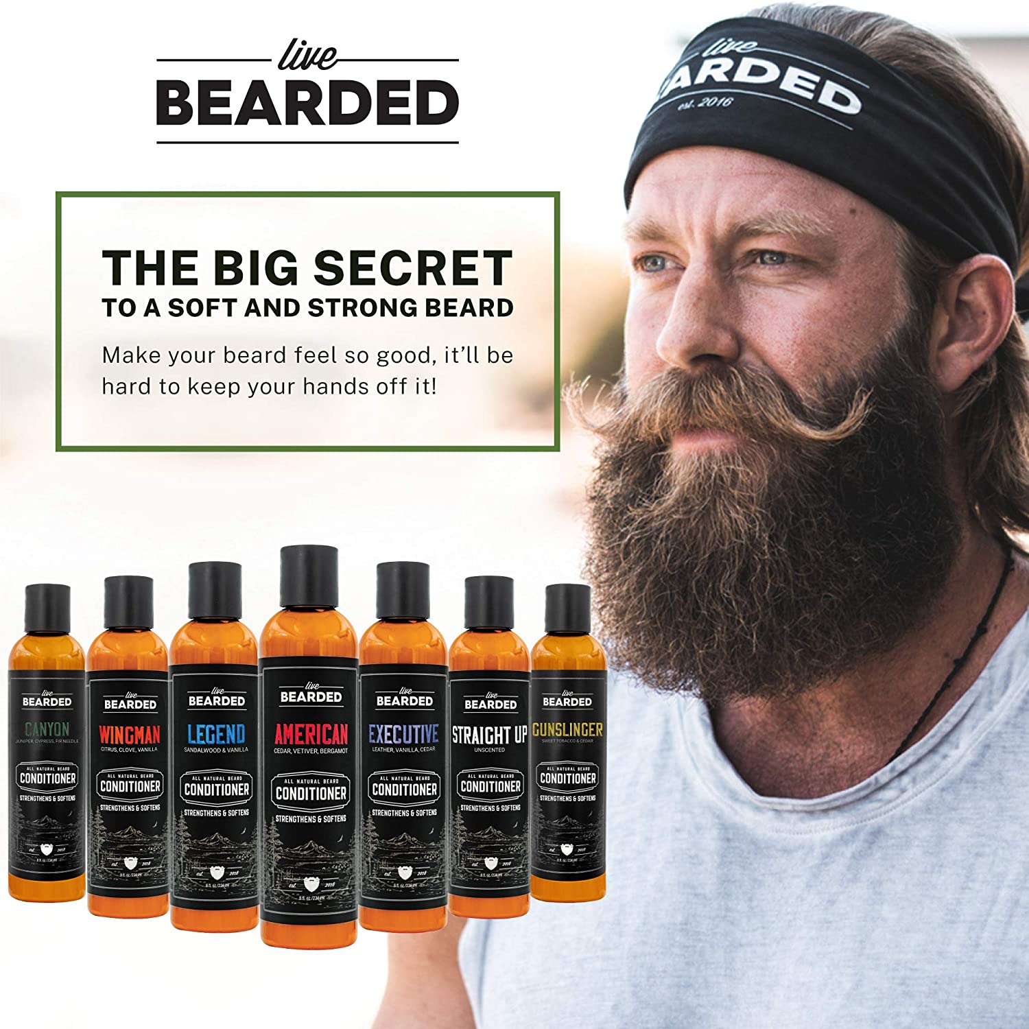 Live Bearded: Beard Conditioner - Wingman - Facial Hair Conditioner - 8 oz. - Strengthens and Soften
