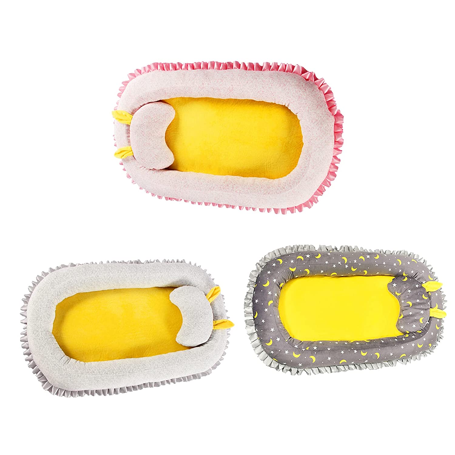 Baby Lounger Nest Bassinet Bed Lightweight Co-Sleeping Bed Breathable Lace Mattress with Pillow Dibi