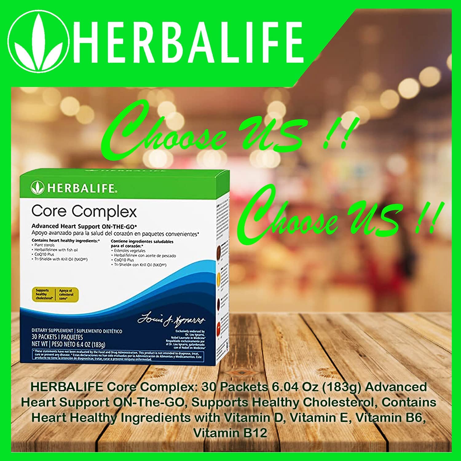 Herbalife Core Complex: 30 Packets 6.04 Oz (183g) Advanced Heart Support ON-The-GO, Supports Healthy
