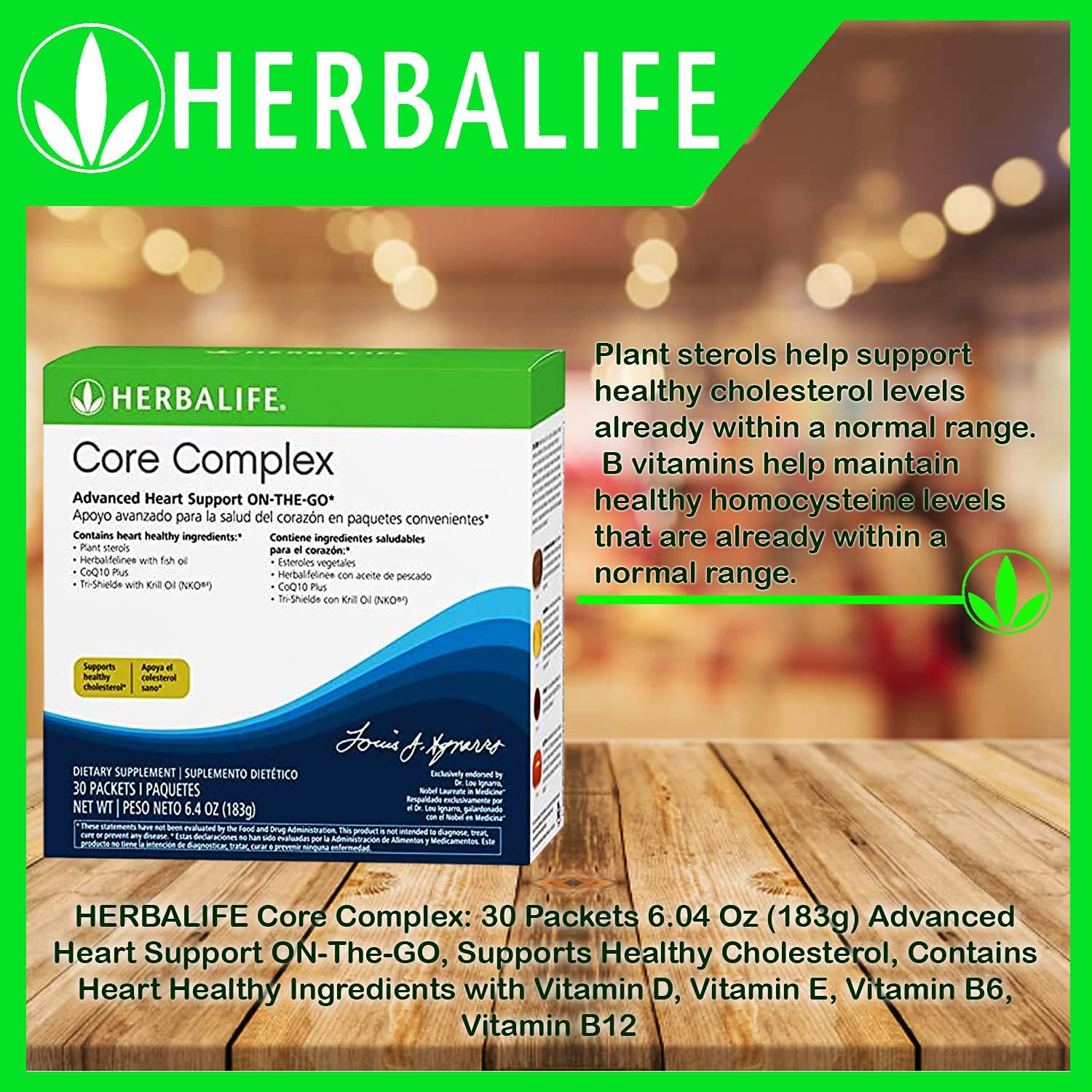 Herbalife Core Complex: 30 Packets 6.04 Oz (183g) Advanced Heart Support ON-The-GO, Supports Healthy