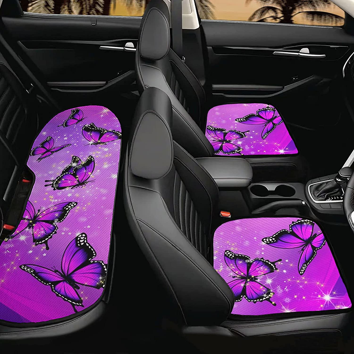 KUIFORTI Crystal Butterfly Printed Car Seat Cushion,Dirtyproof Rear Bench Protector Pet Dog Blanket,