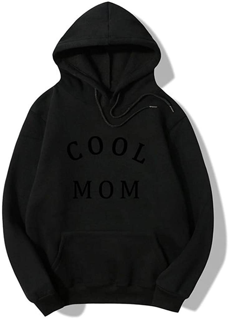 Dosoop Women Long Sleeve Shirt Letter Print Hoodies Drawstring Pocket Sweatshirts Sports Pullover Bl