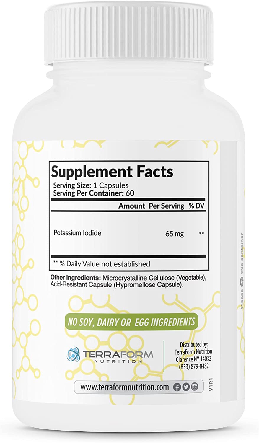 Potassium Iodide Supplement - 65mg Dose, 60 Servings - Supports Thyroid
