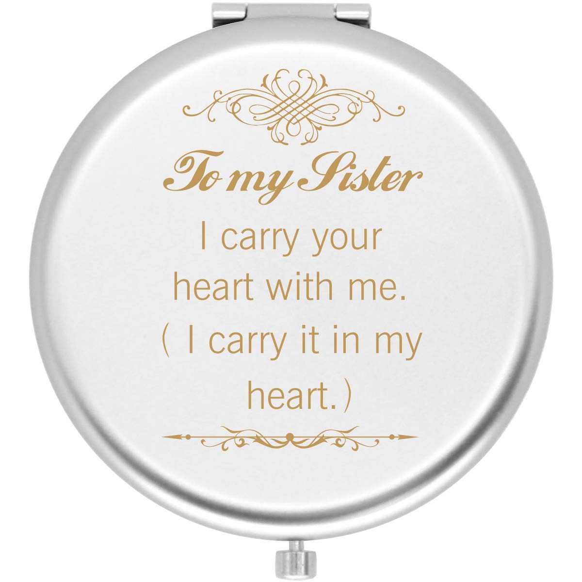 Muminglong Sister Gifts Frosted Compact Makeup Mirror for Sister from Sister,Brother, Birthday, Grad