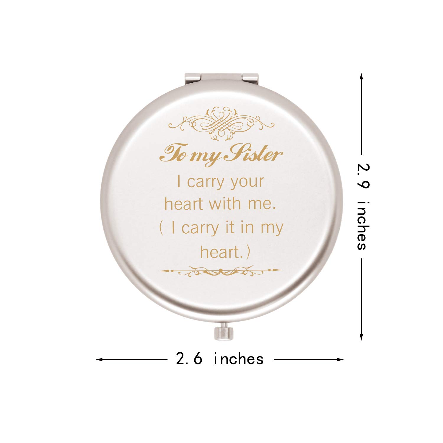 Muminglong Sister Gifts Frosted Compact Makeup Mirror for Sister from Sister,Brother, Birthday, Grad
