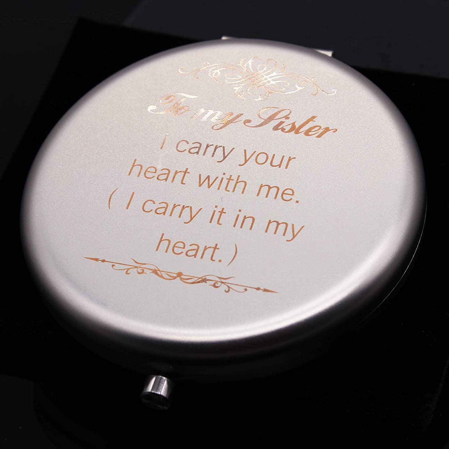 Muminglong Sister Gifts Frosted Compact Makeup Mirror for Sister from Sister,Brother, Birthday, Grad