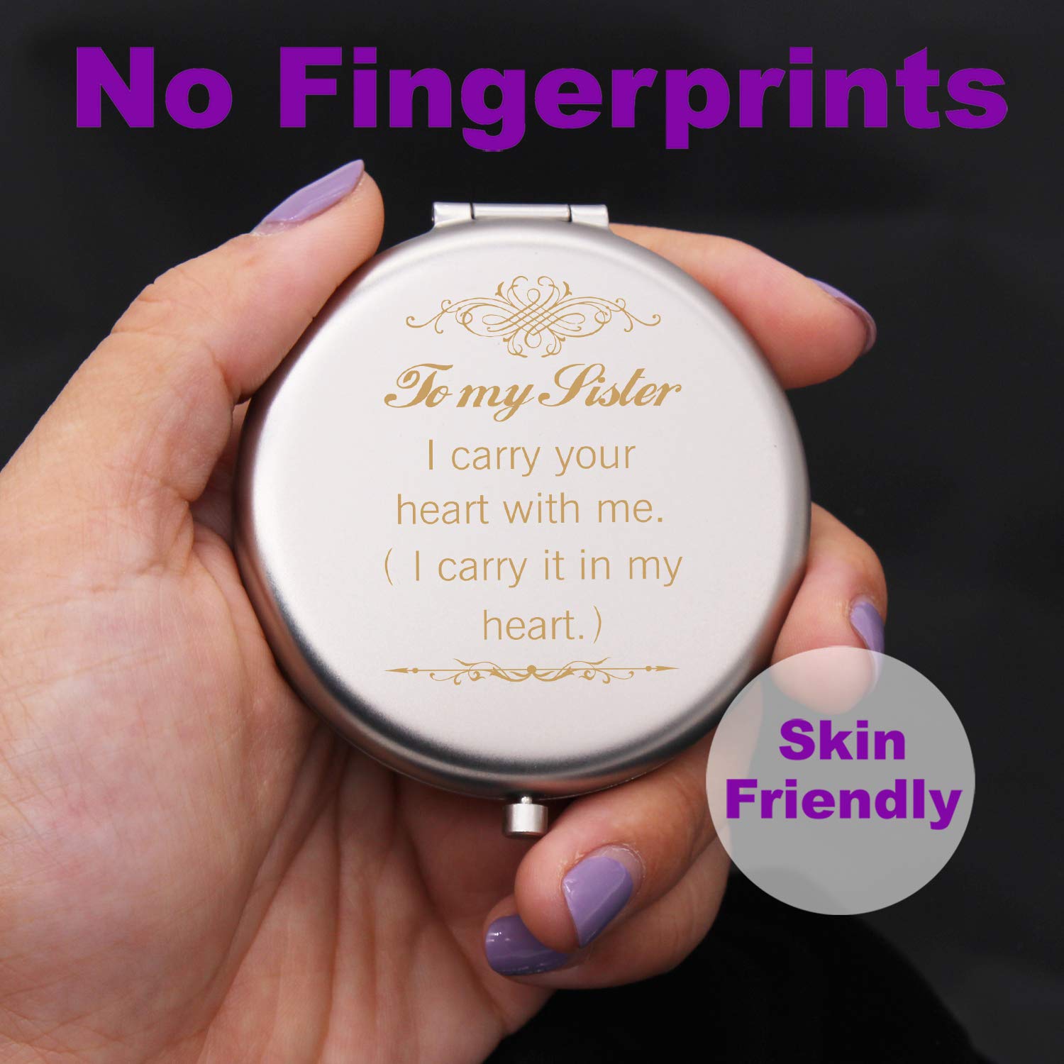 Muminglong Sister Gifts Frosted Compact Makeup Mirror for Sister from Sister,Brother, Birthday, Grad