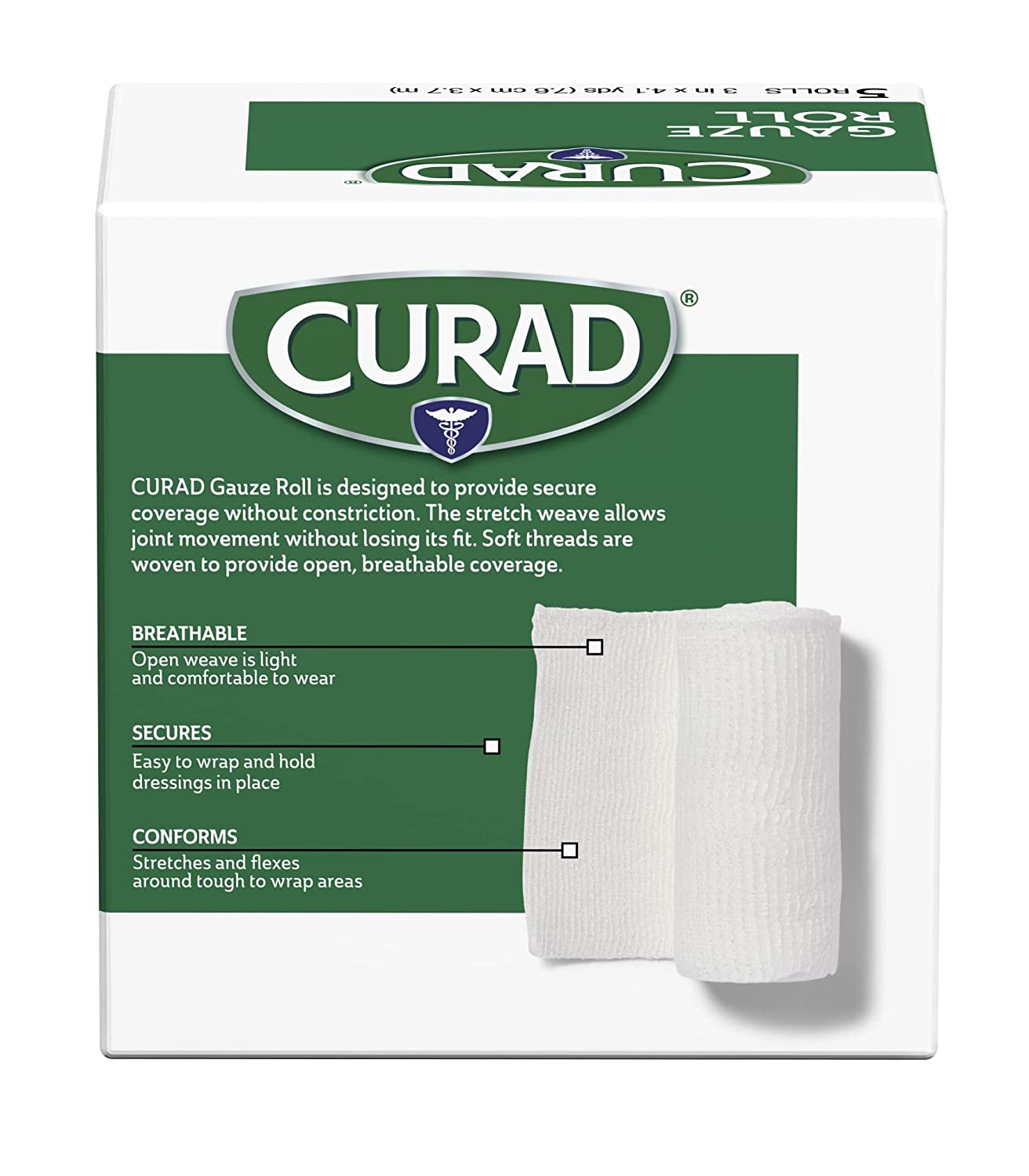 Curad CUR471435NRB Gauze Rolled Bandage, 3