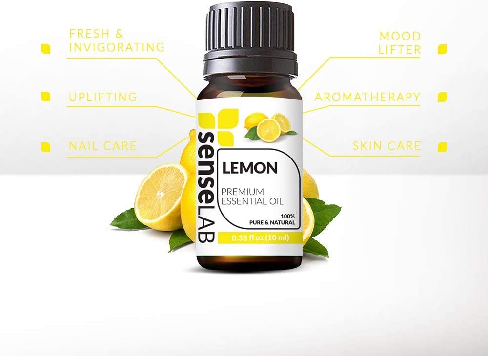 SenseLAB Lemon Essential Oil - 100 % Pure Extract Lemon Oil Therapeutic Grade - Moisturizing Skin Ca