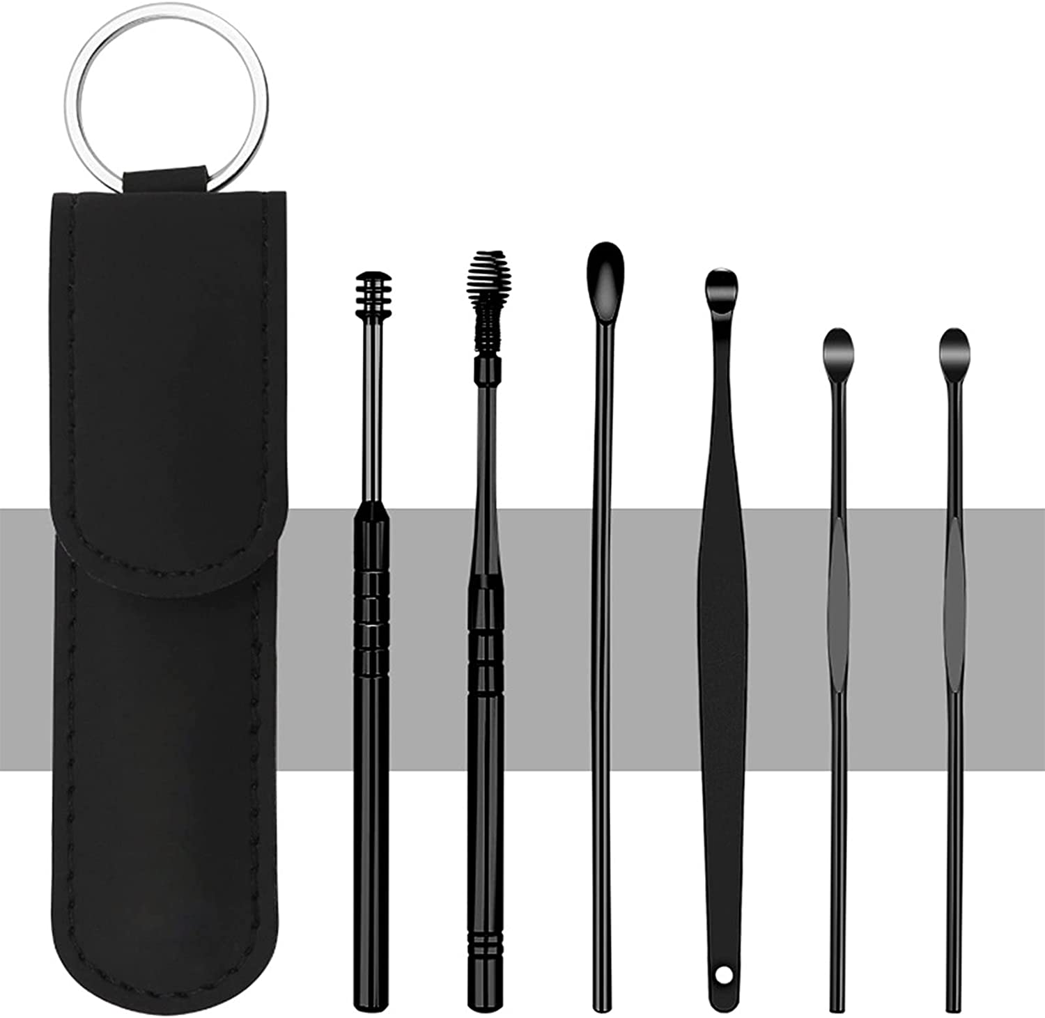 HZXY 6 Pcs Innovative Spring Ear Wax Cleaner Tool Set, Ear Curette Cleaner, Ear Wax Removal 6-in-1 E