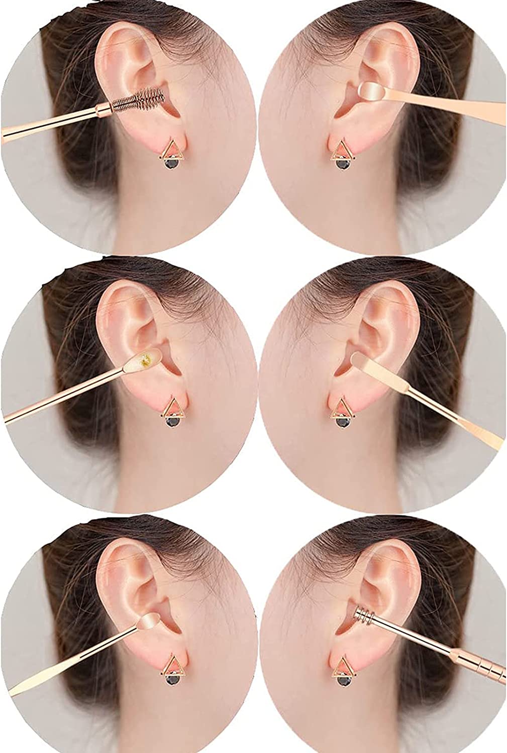 HZXY 6 Pcs Innovative Spring Ear Wax Cleaner Tool Set, Ear Curette Cleaner, Ear Wax Removal 6-in-1 E