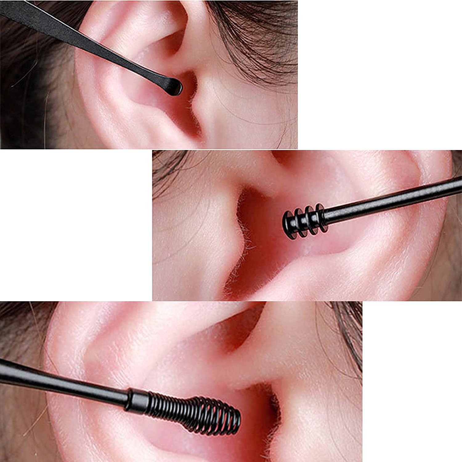 HZXY 6 Pcs Innovative Spring Ear Wax Cleaner Tool Set, Ear Curette Cleaner, Ear Wax Removal 6-in-1 E