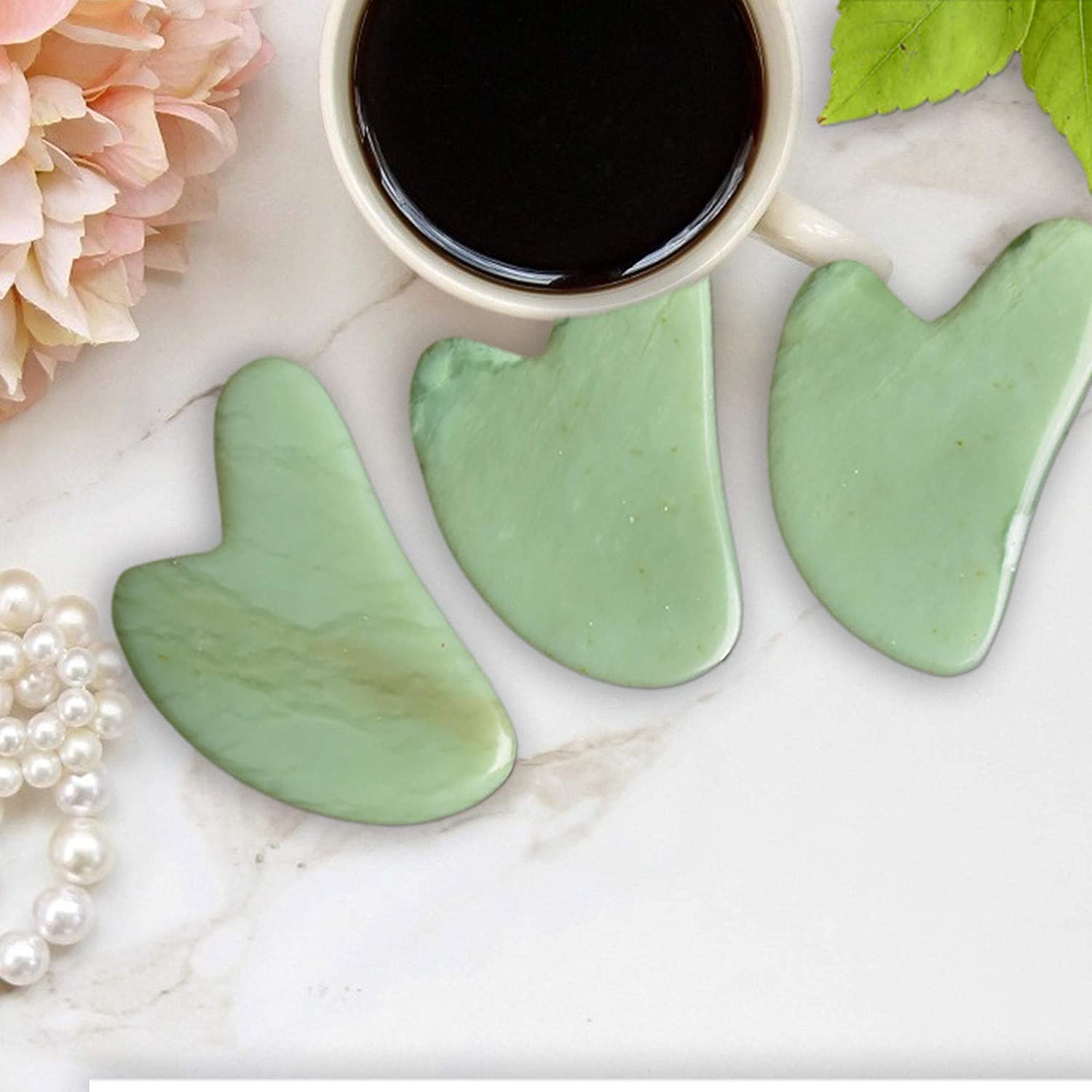 Gua Sha Facial Tool,Jade Roller & Gua Sha,Gua Sha Massage Tool, Natural Rose Quartz Guasha Tool for
