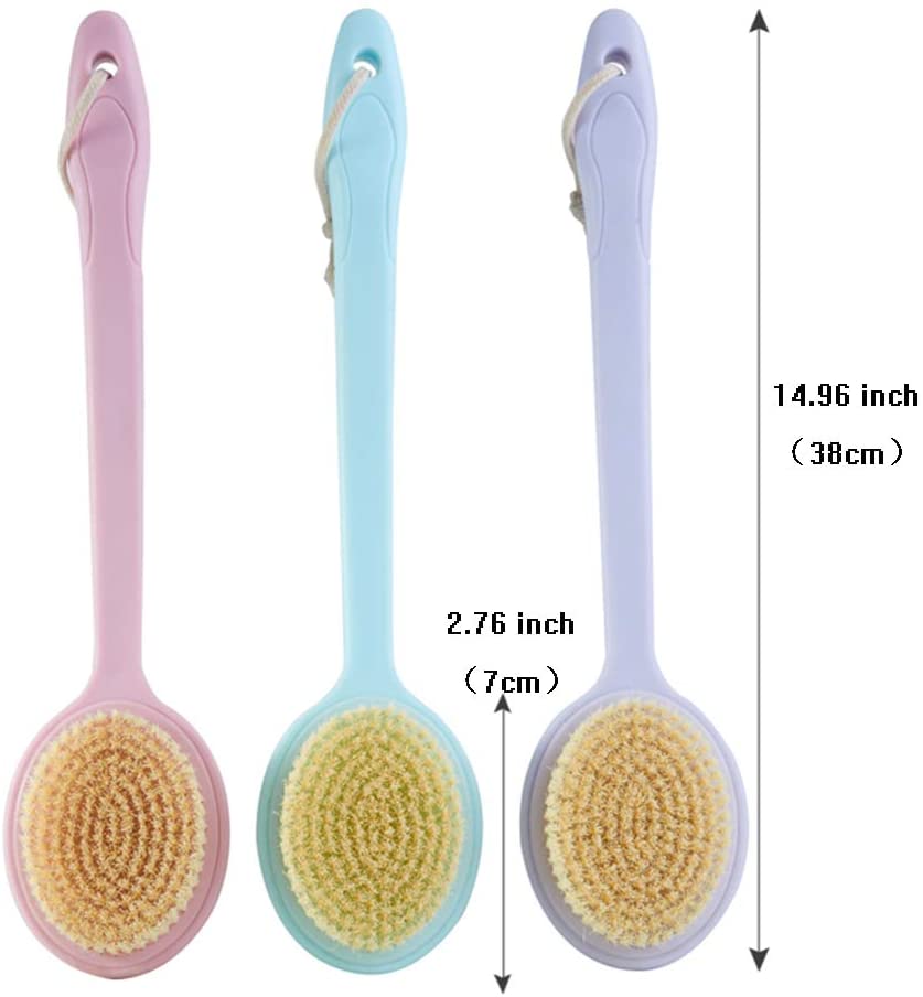 Olpchee Long Handle Bath Shower Body Brush Back Scrubber with Super Soft Nylon Bristles (Purple)