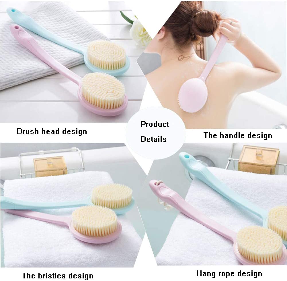 Olpchee Long Handle Bath Shower Body Brush Back Scrubber with Super Soft Nylon Bristles (Purple)