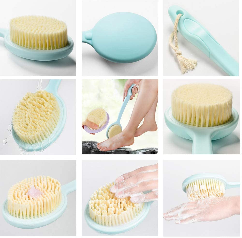 Olpchee Long Handle Bath Shower Body Brush Back Scrubber with Super Soft Nylon Bristles (Purple)