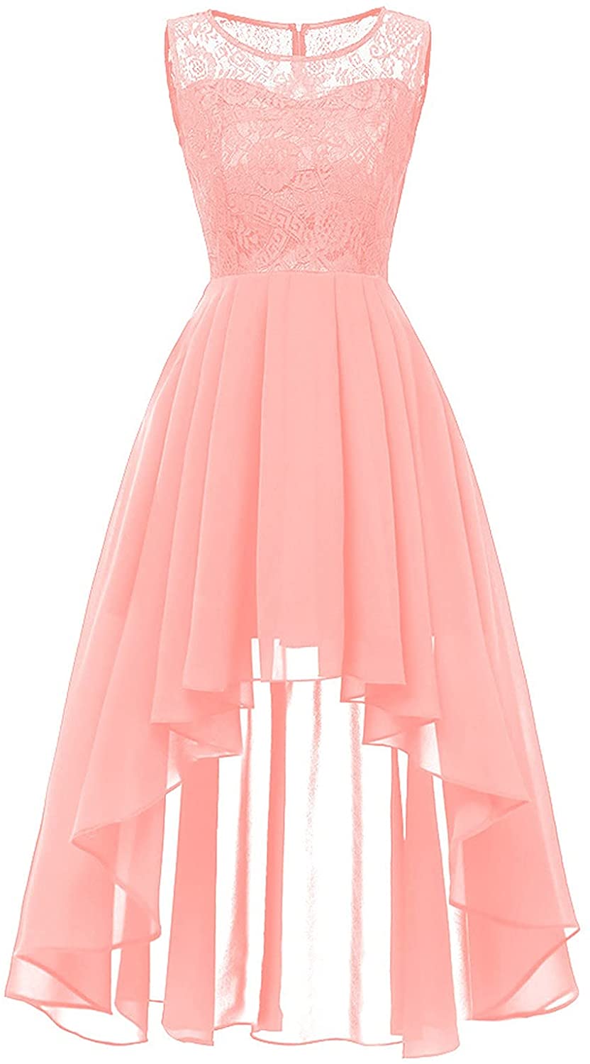 haoricu Women Summer Casual Off Shoulder Short Sleeve Lace Irregular Hem Party Dress