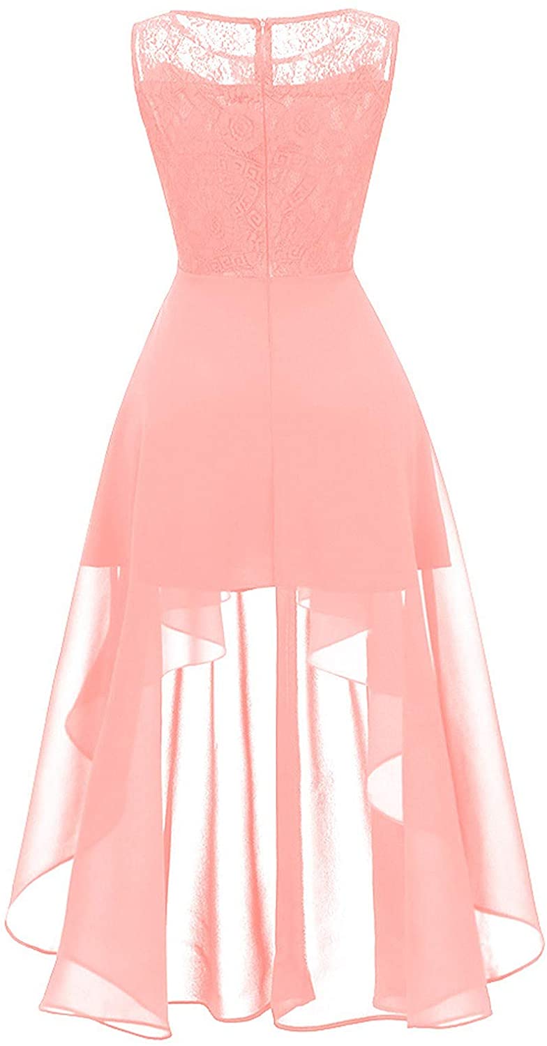 haoricu Women Summer Casual Off Shoulder Short Sleeve Lace Irregular Hem Party Dress