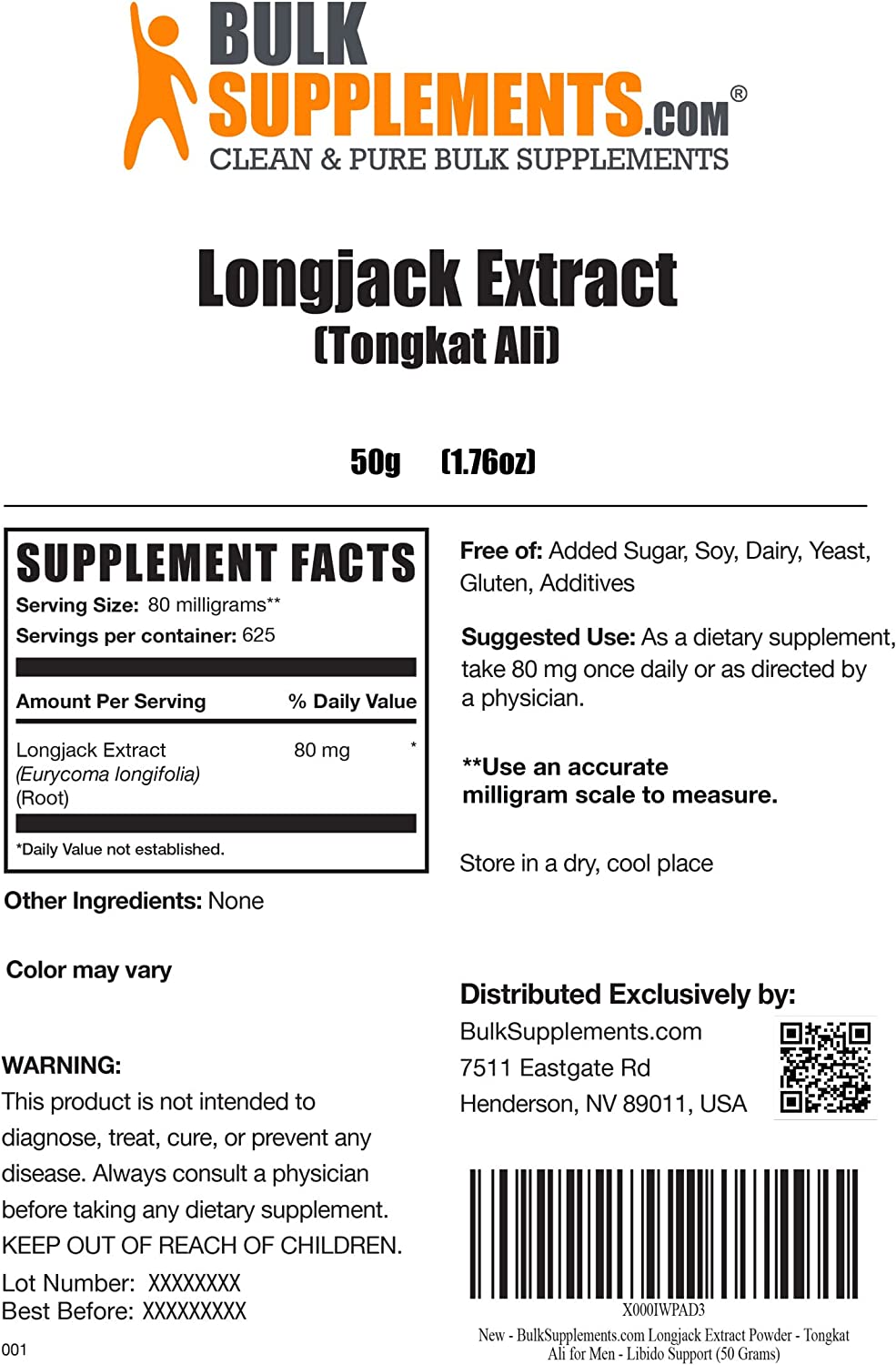BulkSupplements.com Longjack Extract Powder - Tongkat Ali for Men - Tongkat Ali Powder - Eurycoma Lo