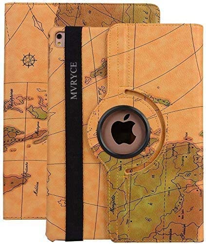 MeiLiio iPad 7th Generation Case,360 Degree Rotating Cover PU Leather Map Cover Slim Fit Tablet Smar