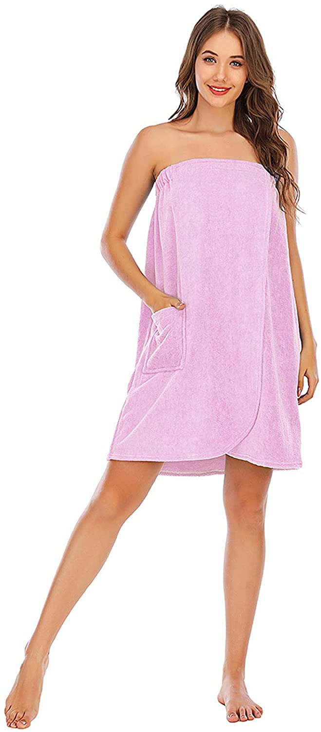 Vanrose Jan Womens Shower Wrap Towels Pocket Strapless Bathrobe Bath Spa Towel & Shower Cap