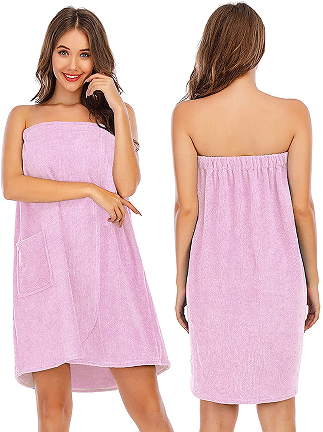 Vanrose Jan Womens Shower Wrap Towels Pocket Strapless Bathrobe Bath Spa Towel & Shower Cap