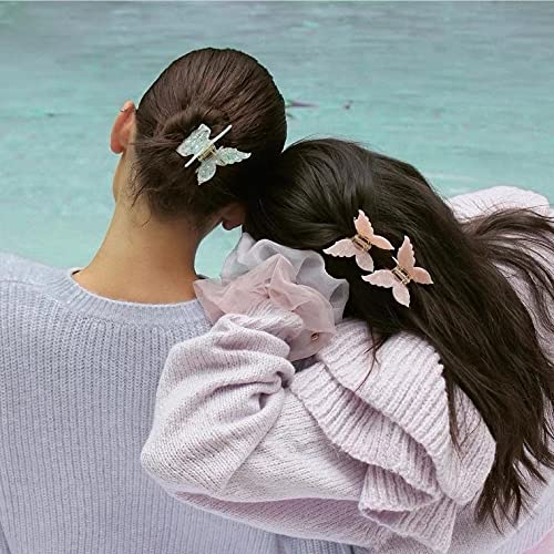 TODEROY Butterfly Acetate Hair Clips Tortoise Barrettes Claw Clips No-Slip Grip French Design Hair J