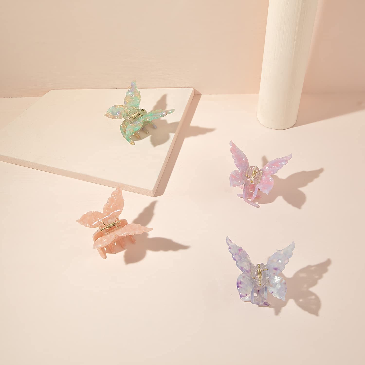 TODEROY Butterfly Acetate Hair Clips Tortoise Barrettes Claw Clips No-Slip Grip French Design Hair J