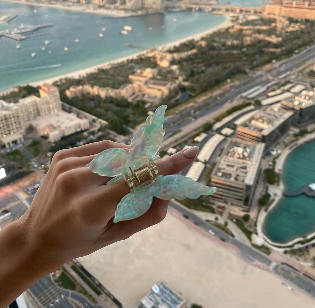 TODEROY Butterfly Acetate Hair Clips Tortoise Barrettes Claw Clips No-Slip Grip French Design Hair J