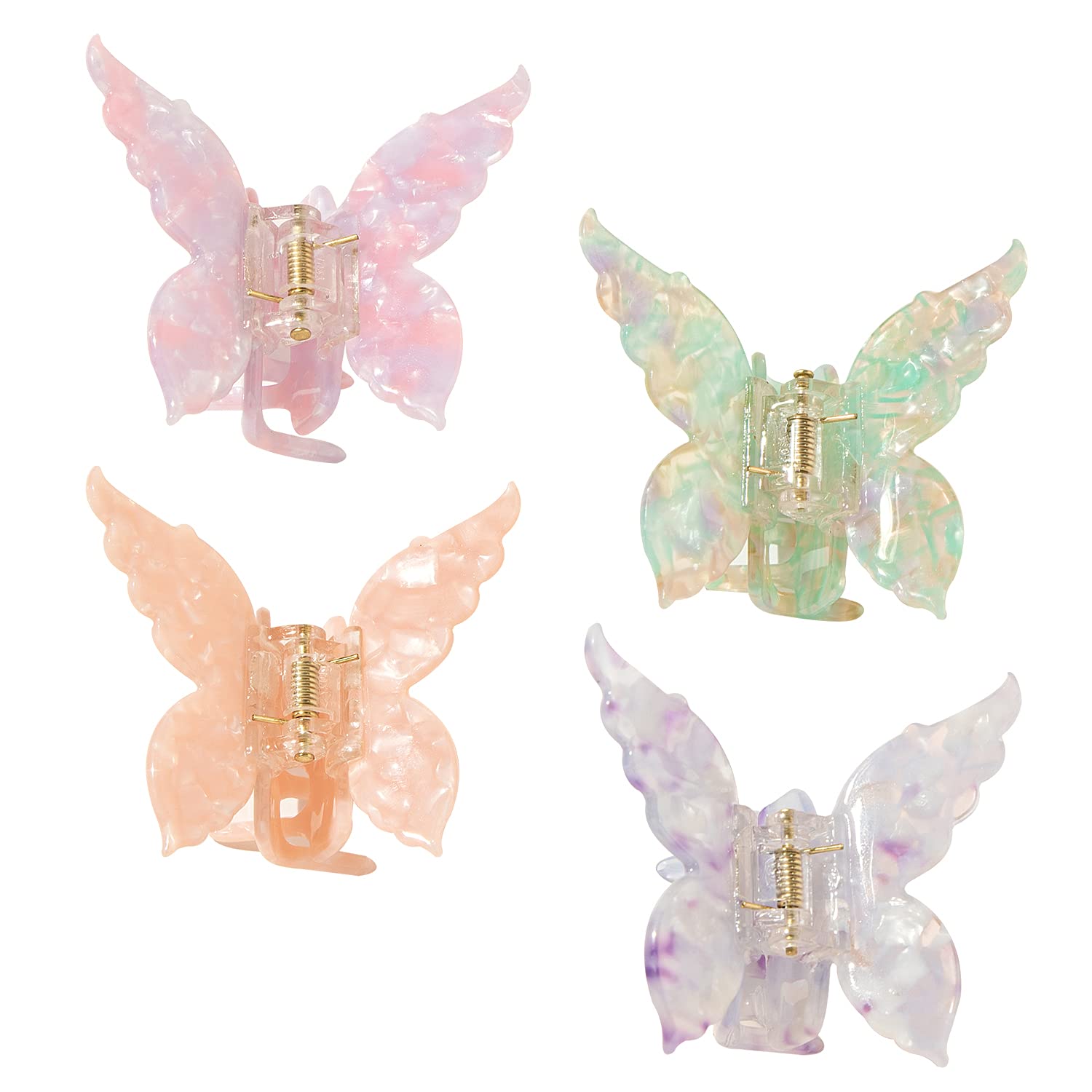TODEROY Butterfly Acetate Hair Clips Tortoise Barrettes Claw Clips No-Slip Grip French Design Hair J