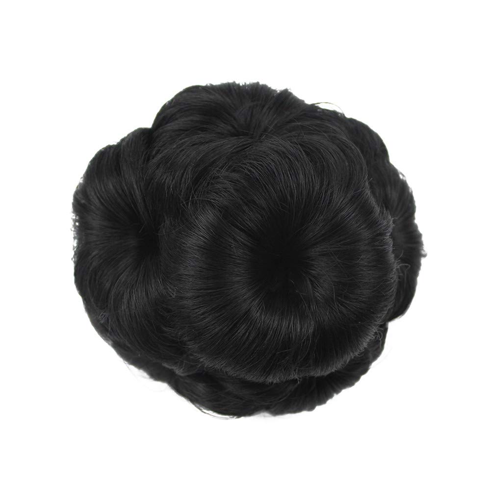 Wedding Hair Buns Jaw Claw Clip Chignon Updo Scrunchie Round Donut for Thin Hair Women Dark Black
