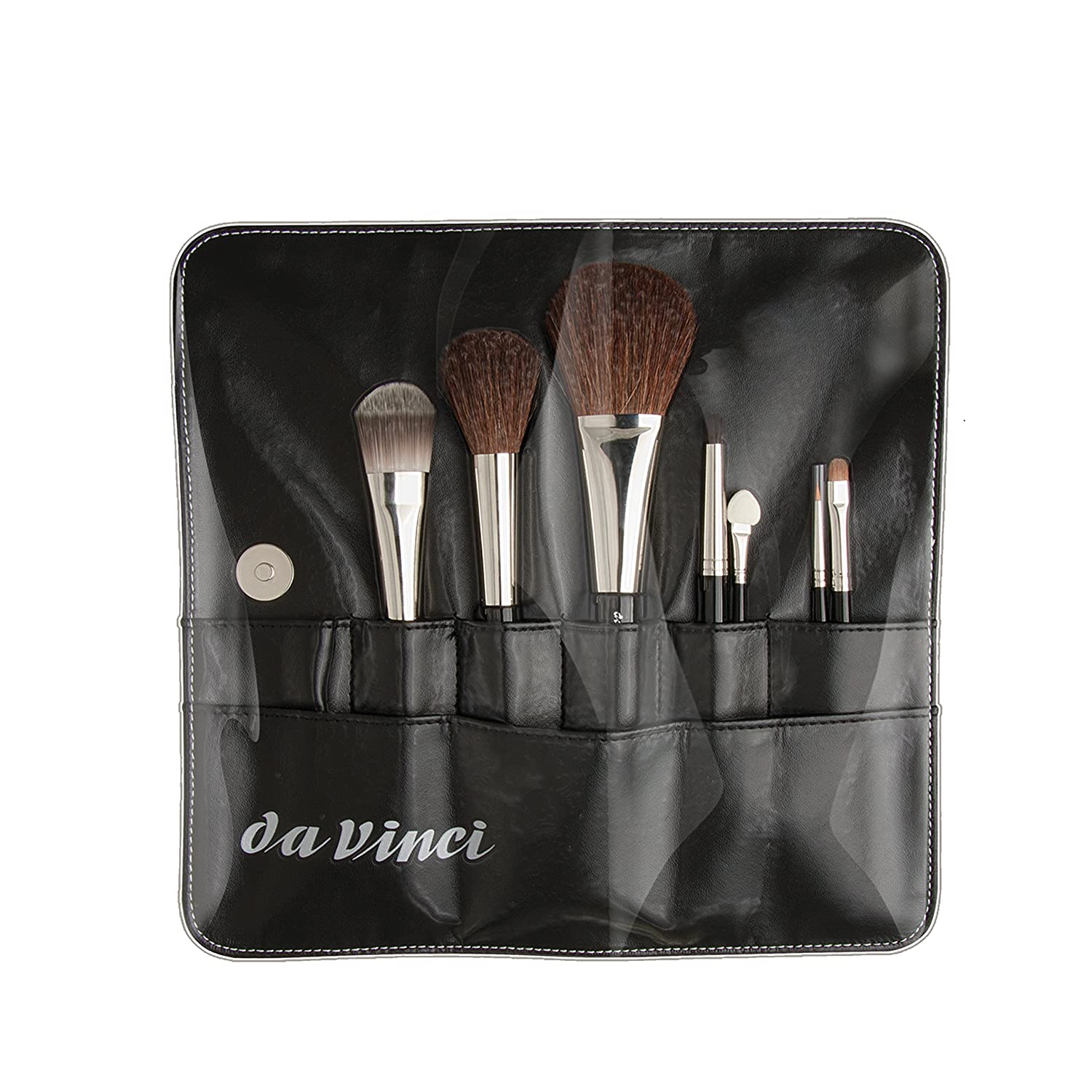 da Vinci Cosmetics Series 48309 Classic Travel Brush Set with 7 Brushes, Synthetic Leather Case, 6.3