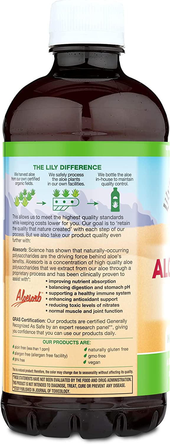 Lily of the Desert Aloe Vera Gel Inner Fillet, Dietary Supplement Drink, Certified Organically Grown