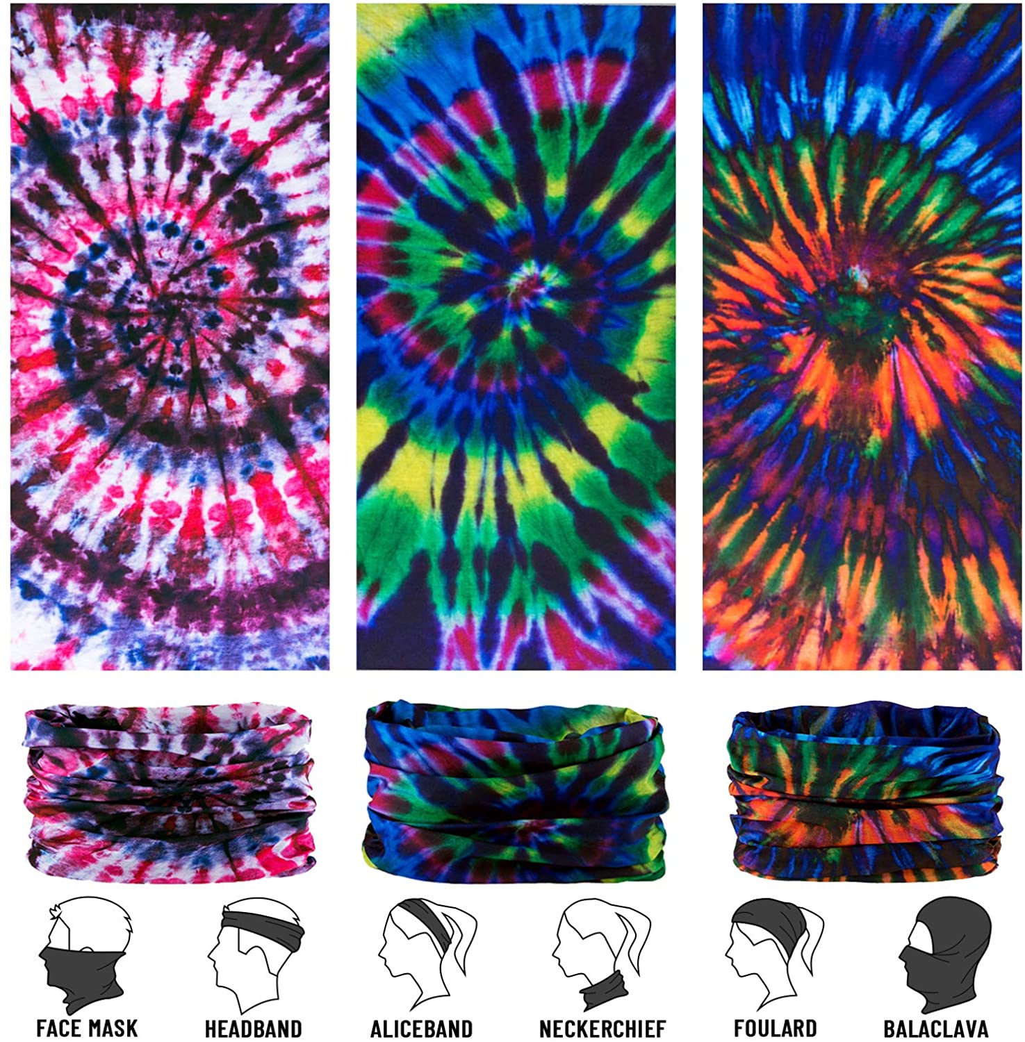 Neck Gaiter, Magic Headband Sport Headwear Elastic Face Mask Bandana Scarf UV Resistence Balaclava, 