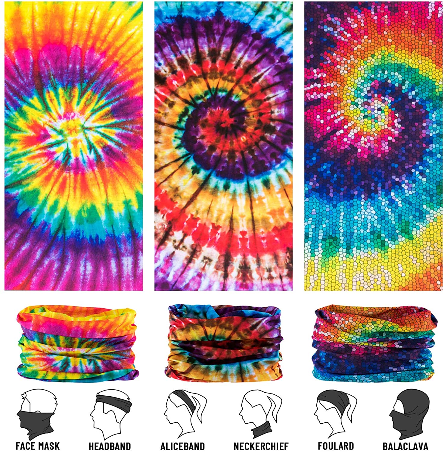 Neck Gaiter, Magic Headband Sport Headwear Elastic Face Mask Bandana Scarf UV Resistence Balaclava, 