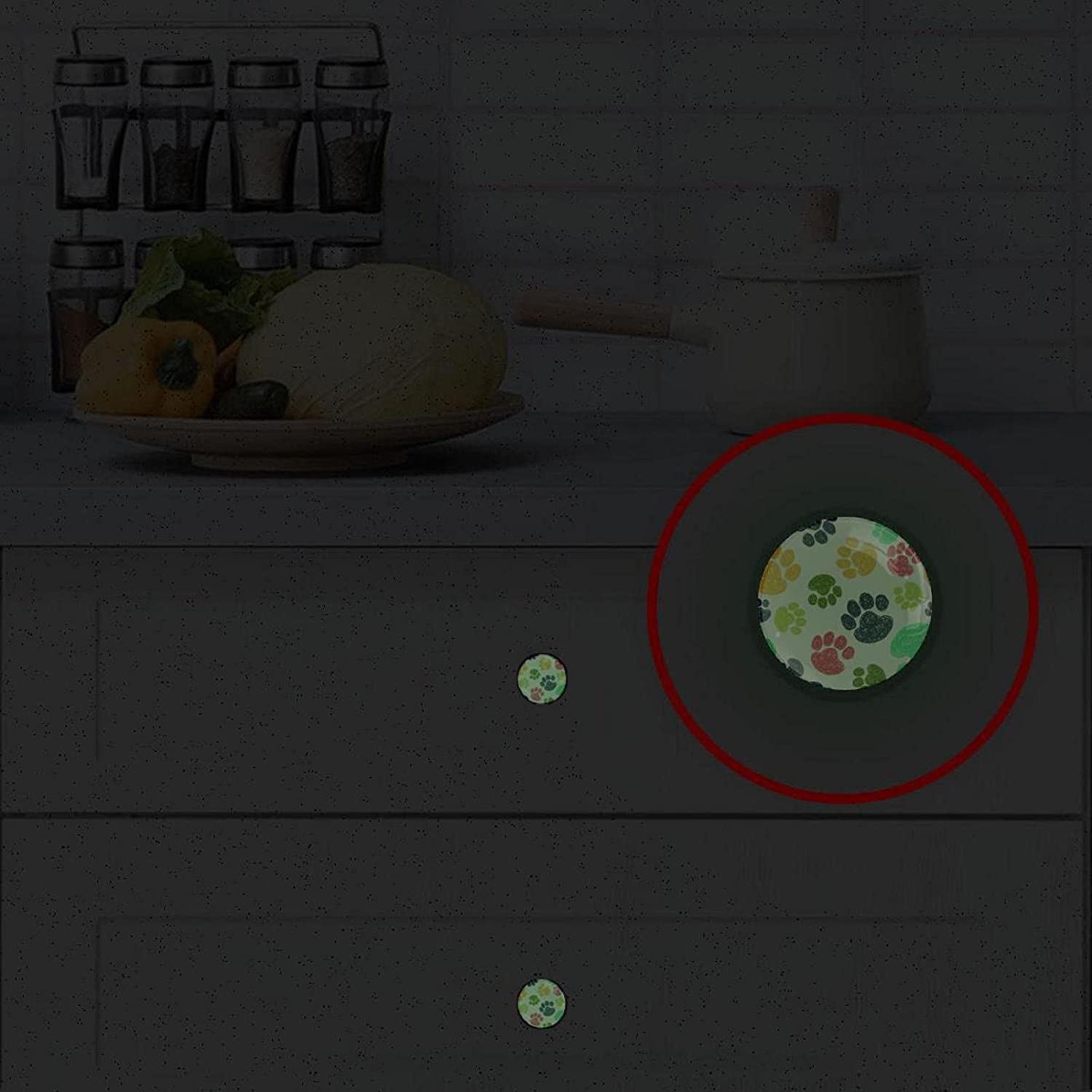 Kitchen Drawer Pulls Color Dog Footprints Round Metal Cabinet Dresser Knobs Handles Home Kids Room D