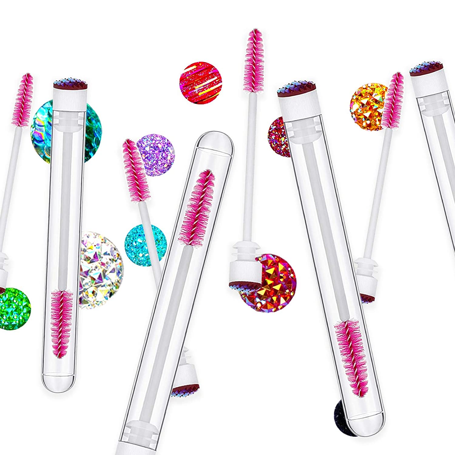 i-Laesh 20 Pcs Lash Brush Eyelash Brushes for Eyelash Extensions Spoolies Mascara Wands Tube Diamond