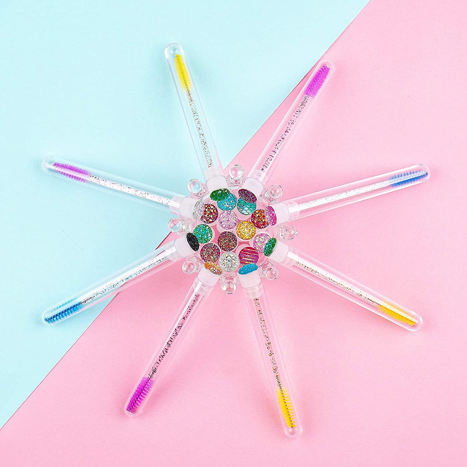 i-Laesh 20 Pcs Lash Brush Eyelash Brushes for Eyelash Extensions Spoolies Mascara Wands Tube Diamond