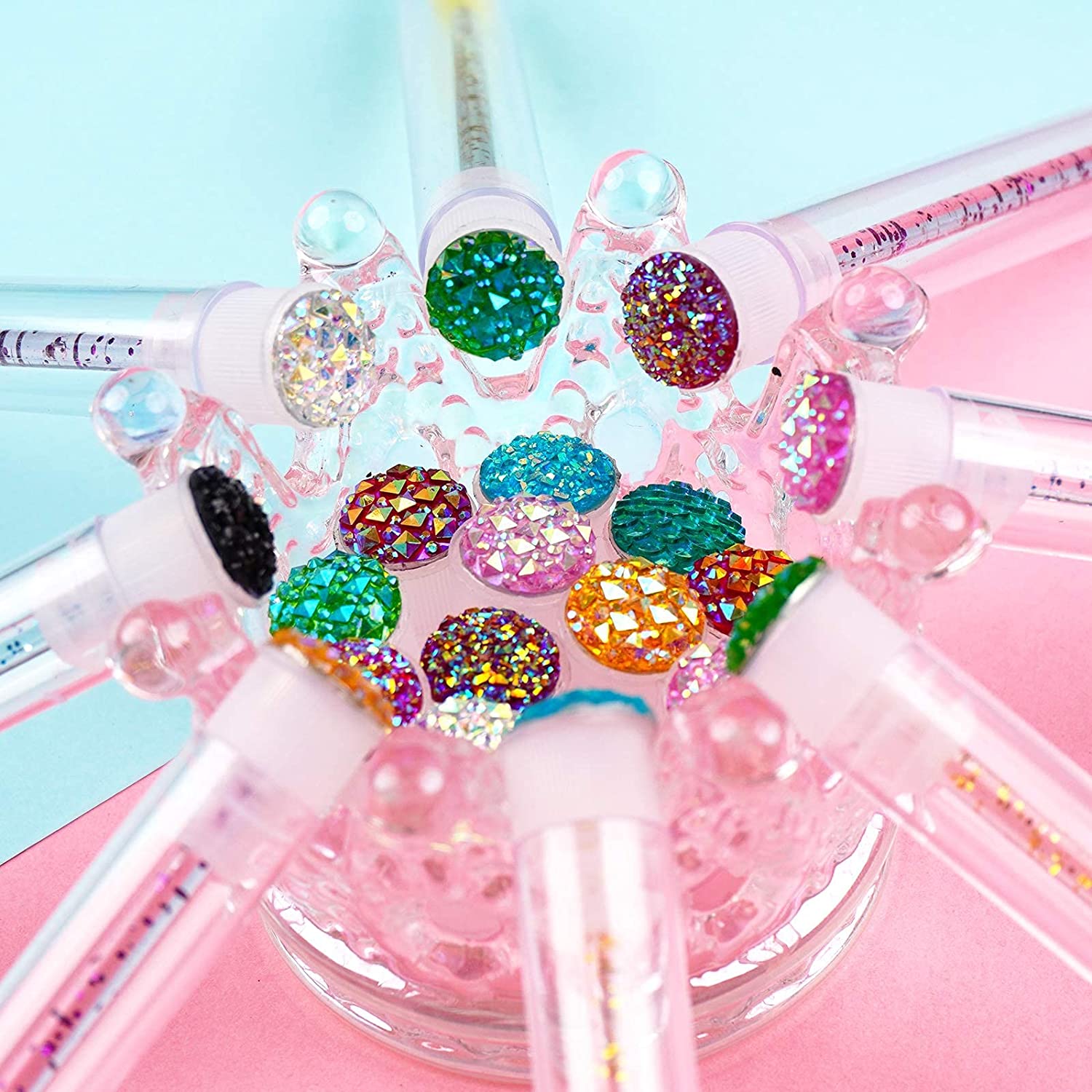 i-Laesh 20 Pcs Lash Brush Eyelash Brushes for Eyelash Extensions Spoolies Mascara Wands Tube Diamond