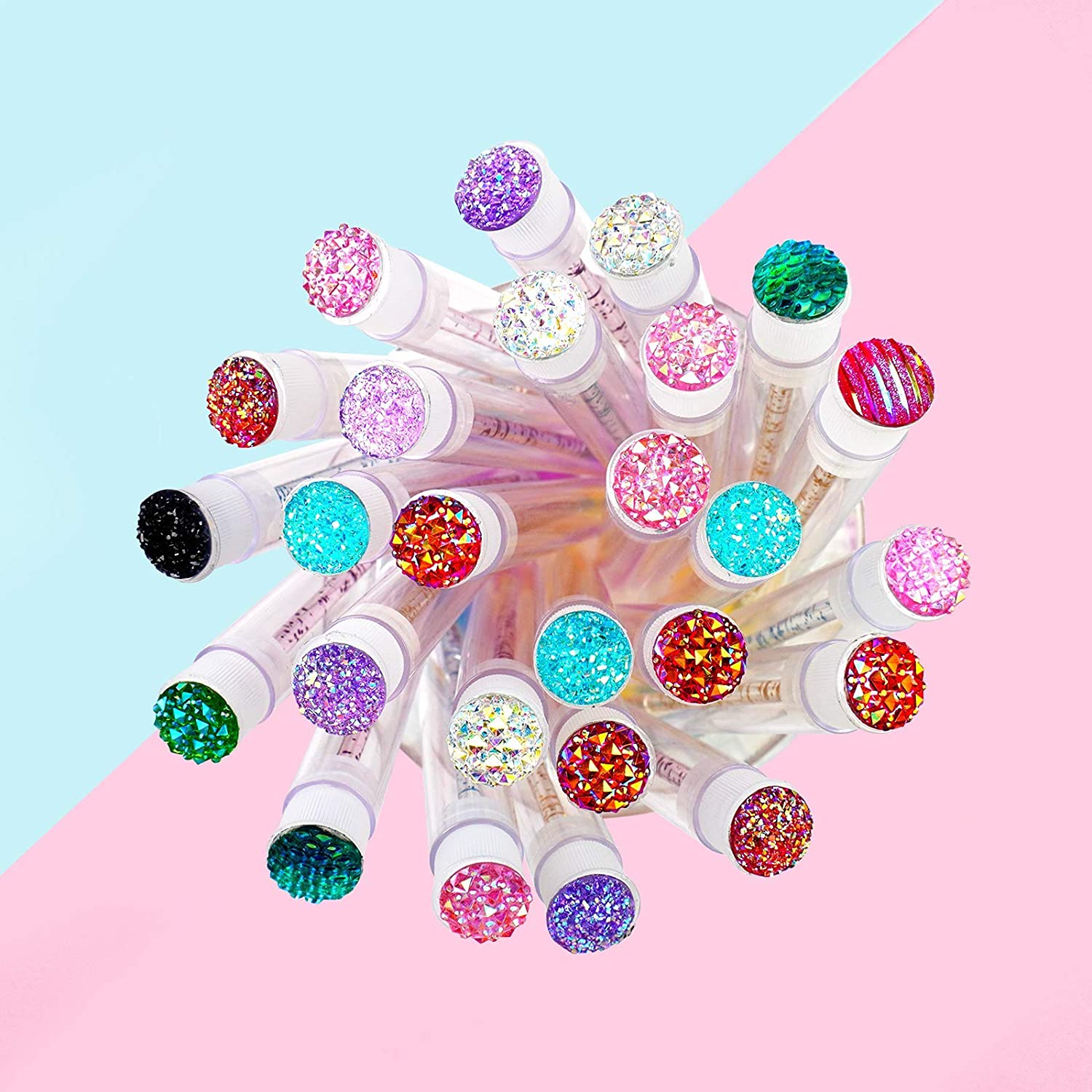 i-Laesh 20 Pcs Lash Brush Eyelash Brushes for Eyelash Extensions Spoolies Mascara Wands Tube Diamond